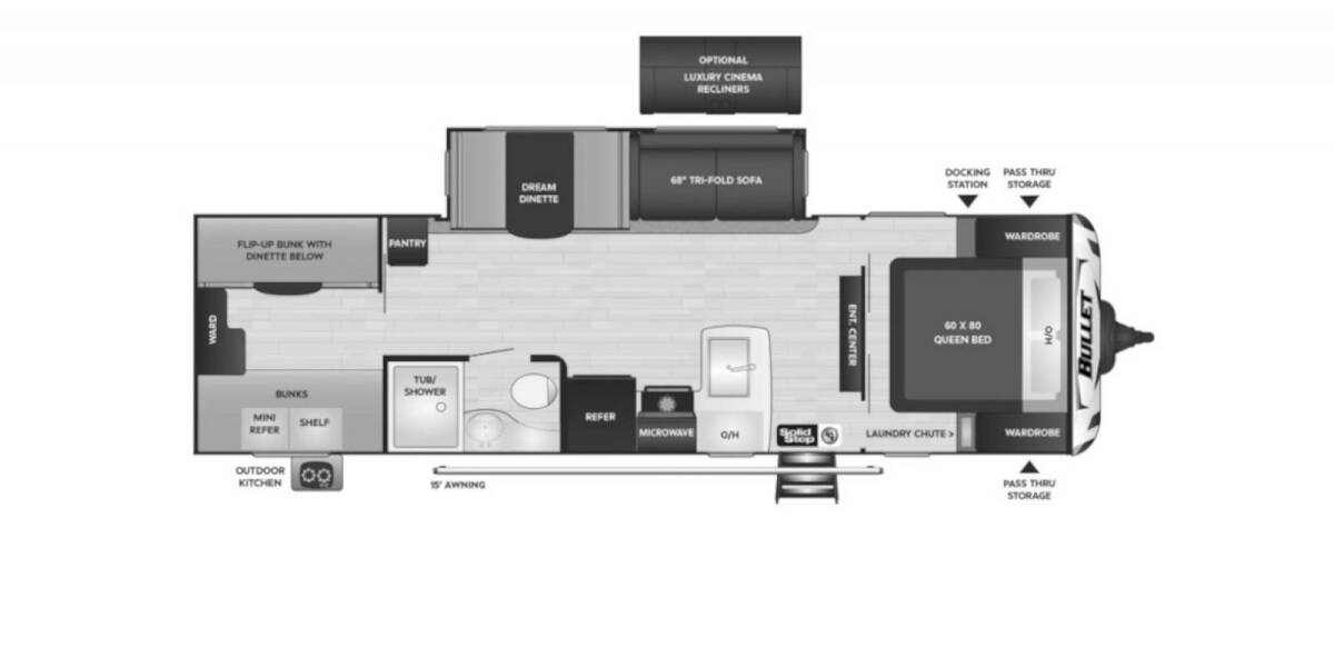 2022 Keystone Bullet 287QBS Travel Trailer at Volkert Sales LC STOCK# NT433101 Floor plan Layout Photo