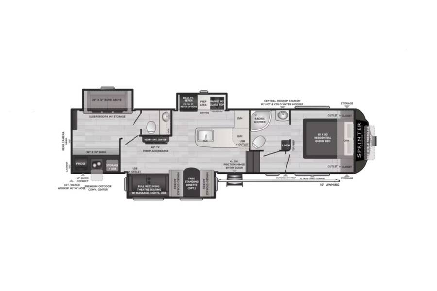 2022 Keystone Sprinter 32BH  at Volkert Sales LC STOCK# N1531846 Floor plan Layout Photo